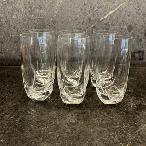 Luigi Bormioli Crystal Ravel Pattern Highball Tumbler 5 7/8" x 2 3/8" Set of 6